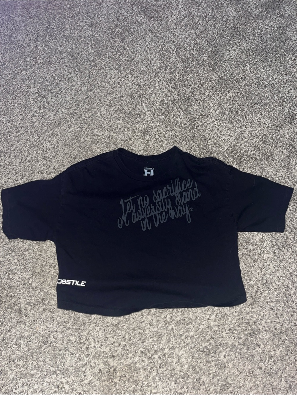 HOSSTILE Black Cropped Tee with Subtle Script Branding